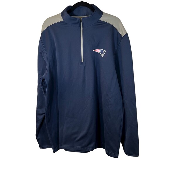 NFL Team Apparel Navy Grey Patriots 1/4 Zip Pullover Men's Size 2XL - Picture 1 of 4